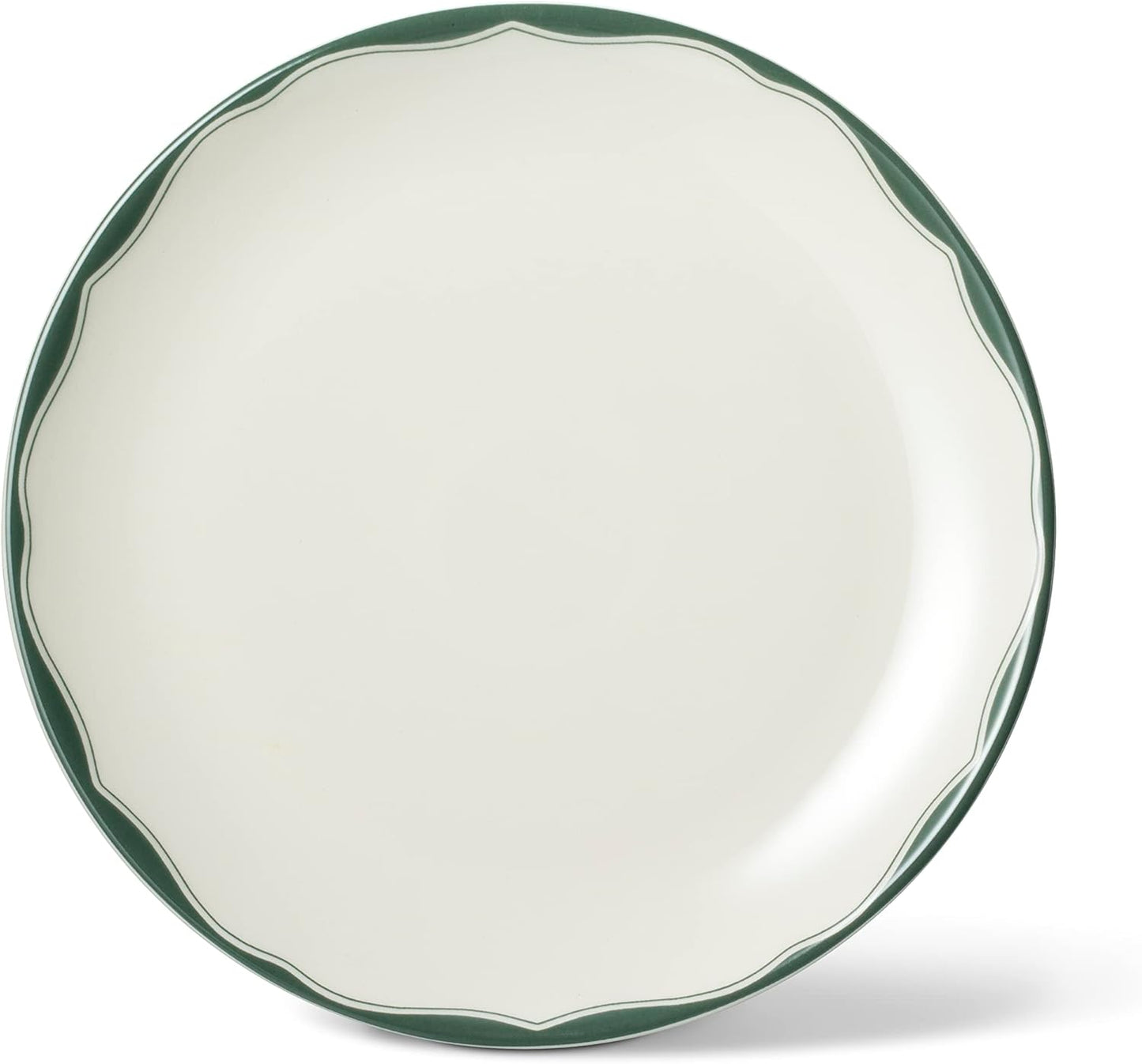 222 Fifth 12-Piece Porcelain Dinnerware Set for 4, White & Sage Green Plates and Bowls Set, Glossy Ceramic Dish Set with Detailed Floral Design, Microwave & Dishwasher Safe Dishes for Dining, Brittany