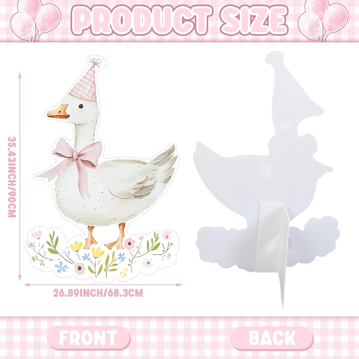 One Silly Goose Party Decorations 1st Birthday Backdrop Duck Animal Background Prop for Birthday Baby Shower Party Supplies(Pink Gingham,Goose)