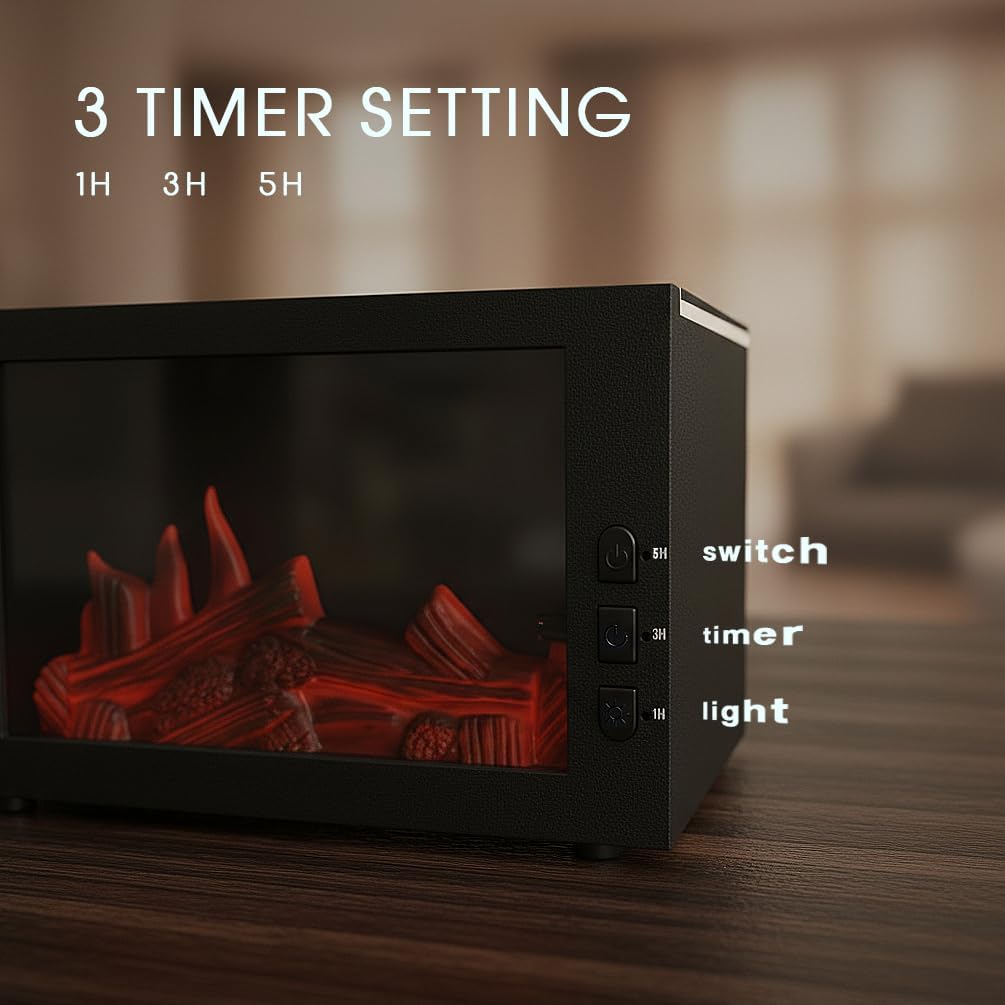 Fireplace Diffusers,Flame Essential Oil Diffuser with Remote Control,300ml Small Humidifier for Home Room Decor Gift for Women (Black)