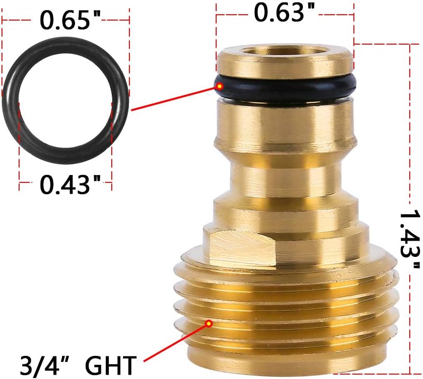 HQMPC Garden Hose Quick Connect Solid Brass Quick Connector Garden Hose Fitting Water Hose Connectors 3/4 inch GHT (6 Sets)