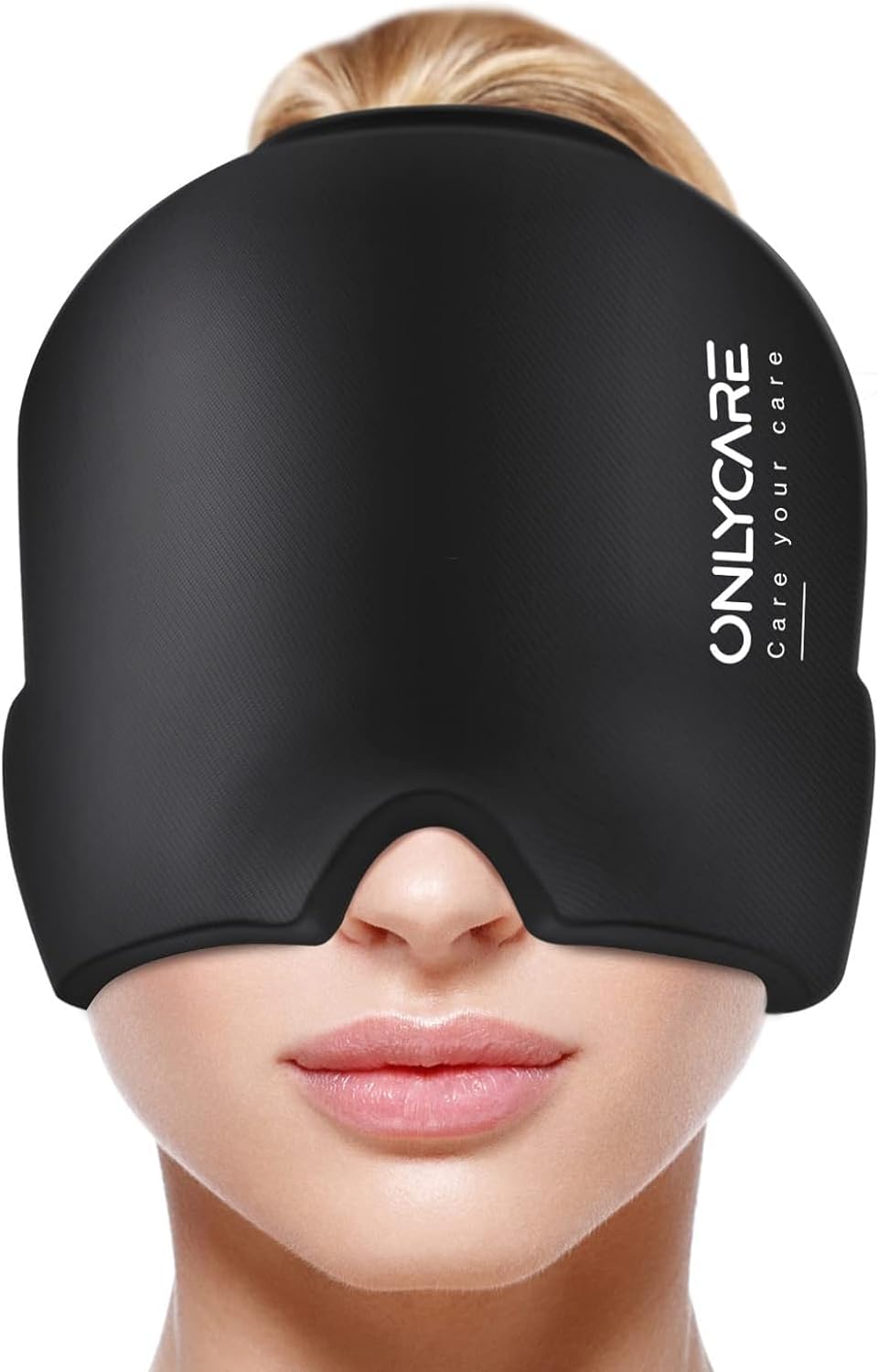 ONLYCARE Migraine Relief Cap, Soothing Migraine Mask, Upgraded Odorless Gel Ice Head Wrap, Hot and Cold Therapy, Headache Ice Pack for Tension, Stress, Hangover (Black)