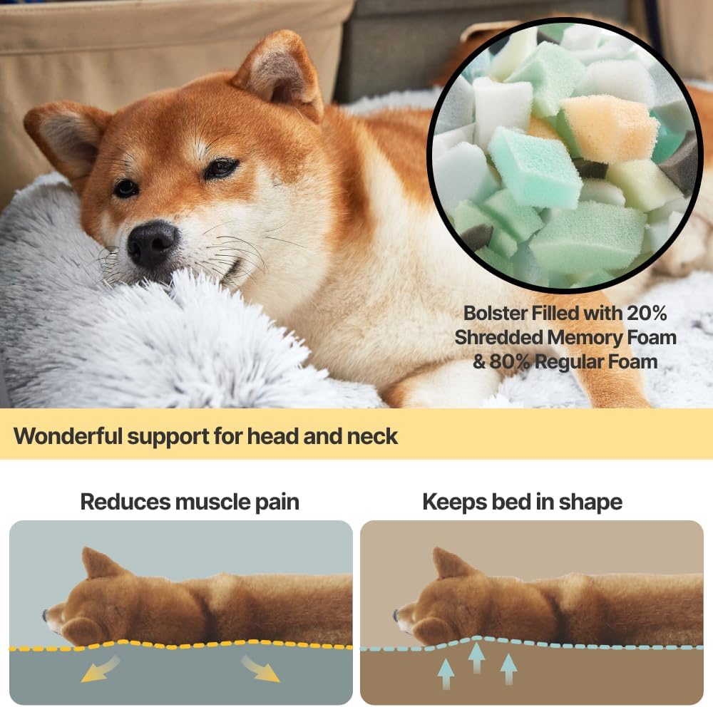 Codi Calming Dog Bed for Couch – Anti-Anxiety Sofa Protector Mat for Large Dogs, 41''x37''x6'', Machine Washable, Fluffy & Cozy with Non-Slip Bottom, Dark Grey