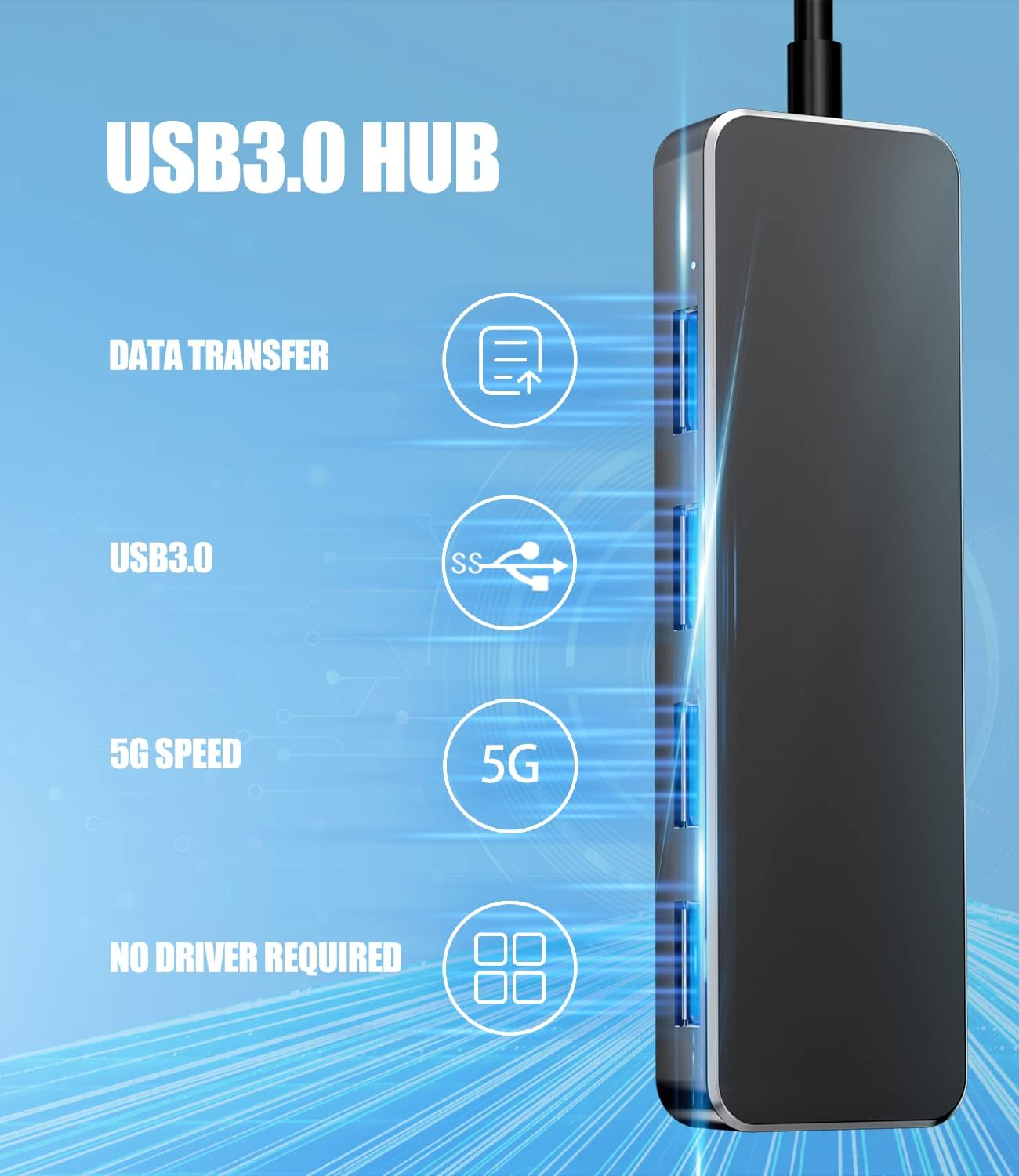 USB Hub 3.0, PANPEO 4-Port USB 3.0 Hub Multi USB Port Expander for Laptop, Xbox, Flash Drive, Mobile HD, Console, Printer, Camera, Keyborad, Mouse
