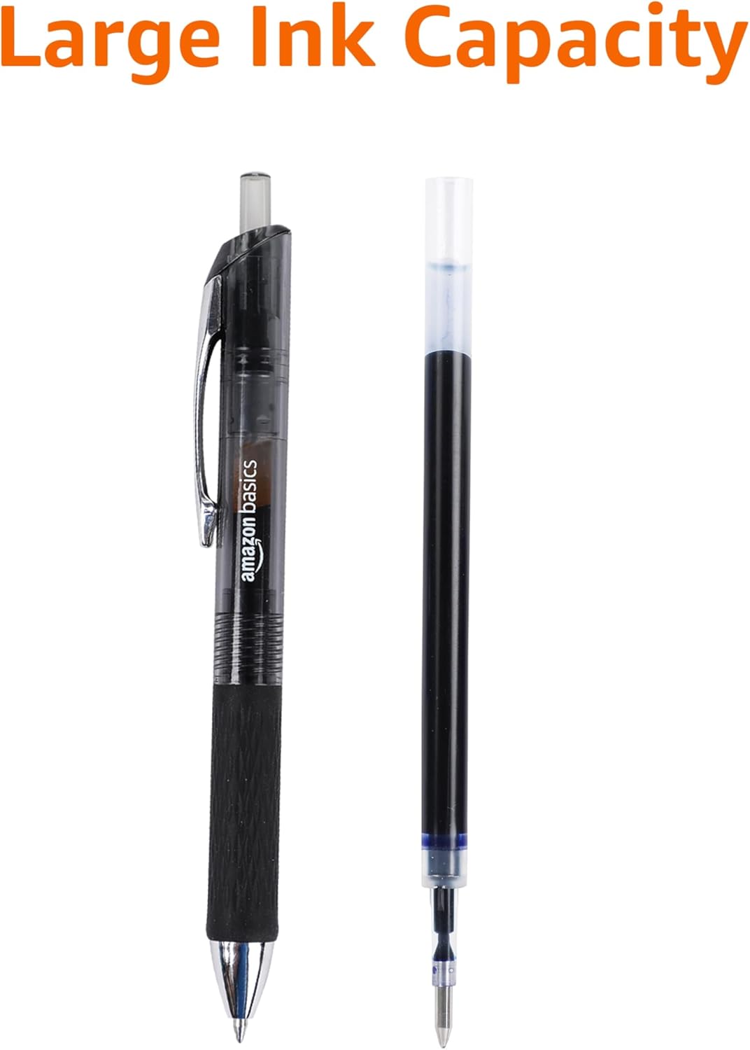 Amazon Basics Retractable Gel Pens, Fine Point 0.7mm, Smooth Writing, Black, No Smudge, School and Office Supplies, 12-Pack
