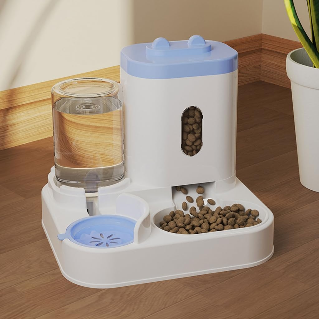 Large Dog Bowl Cats Food Bowls 2 in 1 Pet Feeders with Water Fountain Feeder and Waterer Food Container Supplies