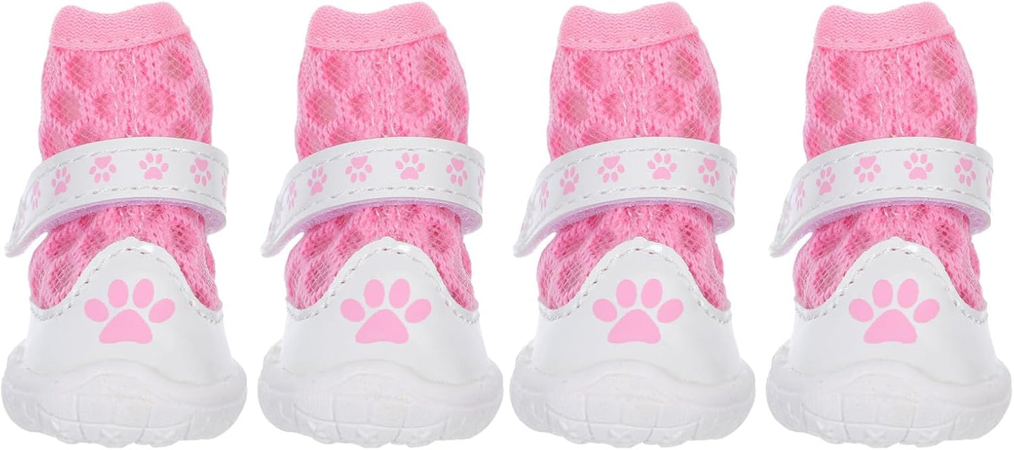 PRETYZOOM Dog Shoes Mesh Breathable Protective Booties for Small Dogs, Non-Slip Lightweight Paw Covers for Outdoor Walking, Hot Pavement and Hardwood Floor, Pink Size 2