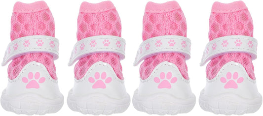 PRETYZOOM Dog Shoes Mesh Breathable Protective Booties for Small Dogs, Non-Slip Lightweight Paw Covers for Outdoor Walking, Hot Pavement and Hardwood Floor, Pink Size 2