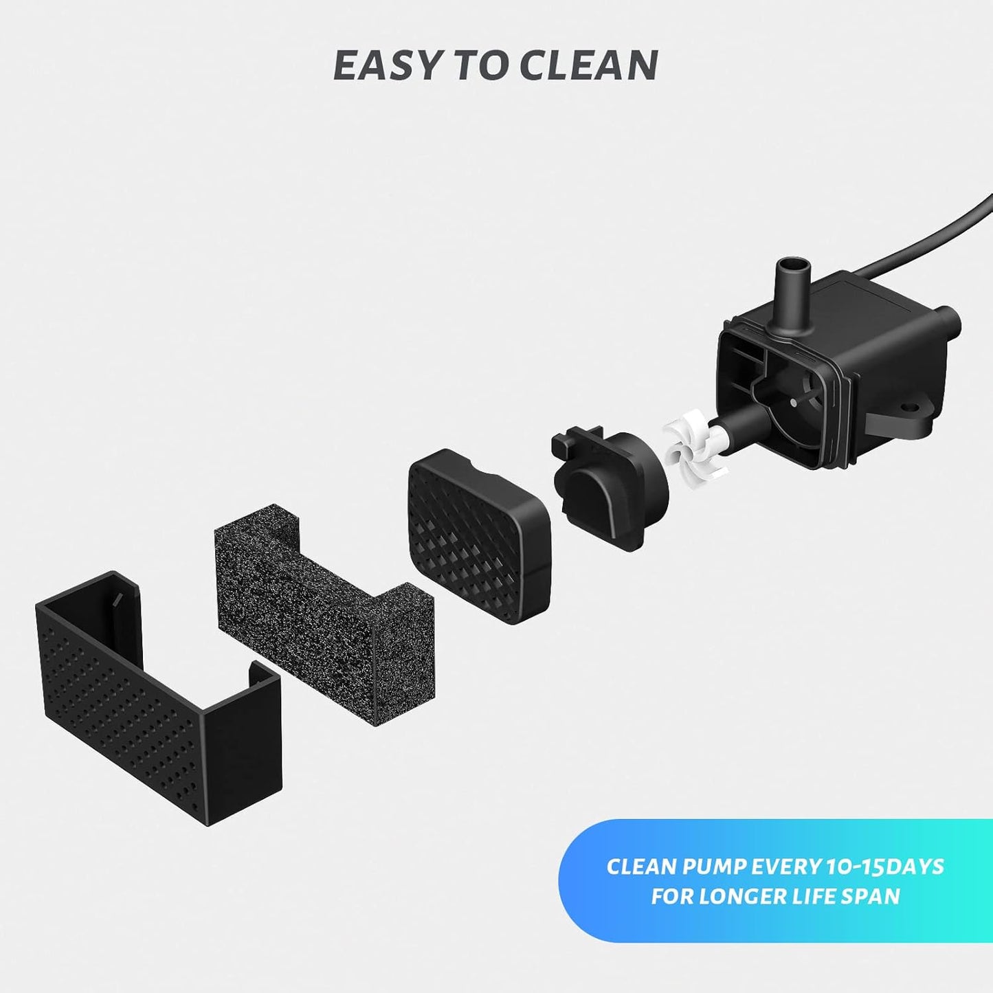 Replacement Pump for Cat Water Fountain, Compatible with Model JC-A15 2.2L/74oz Automatic Pet Water Fountain Dog Water Dispenser, Super Quiet Dog Pet Fountain Water Pump Black