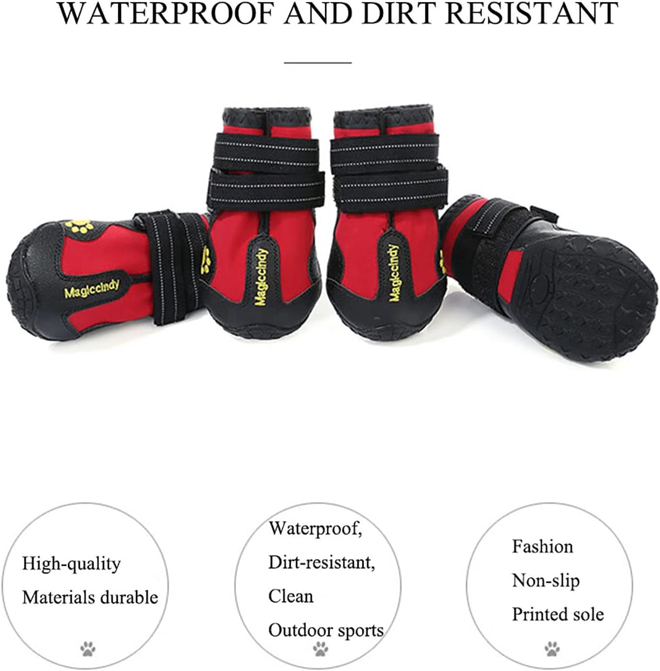 Winter Pet Booties Mountain Soles Dog Boots Water Proof Non-Slip Shoes with Reflective Straps All Weather Neoprene Paw Protector