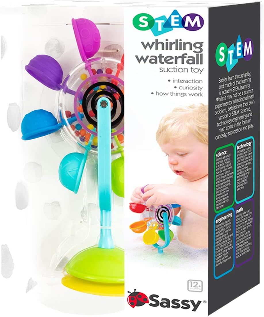 Sassy Whirling Waterfall Suction Toy for Bathtime - Stem - Ages 12+ Months, Multi