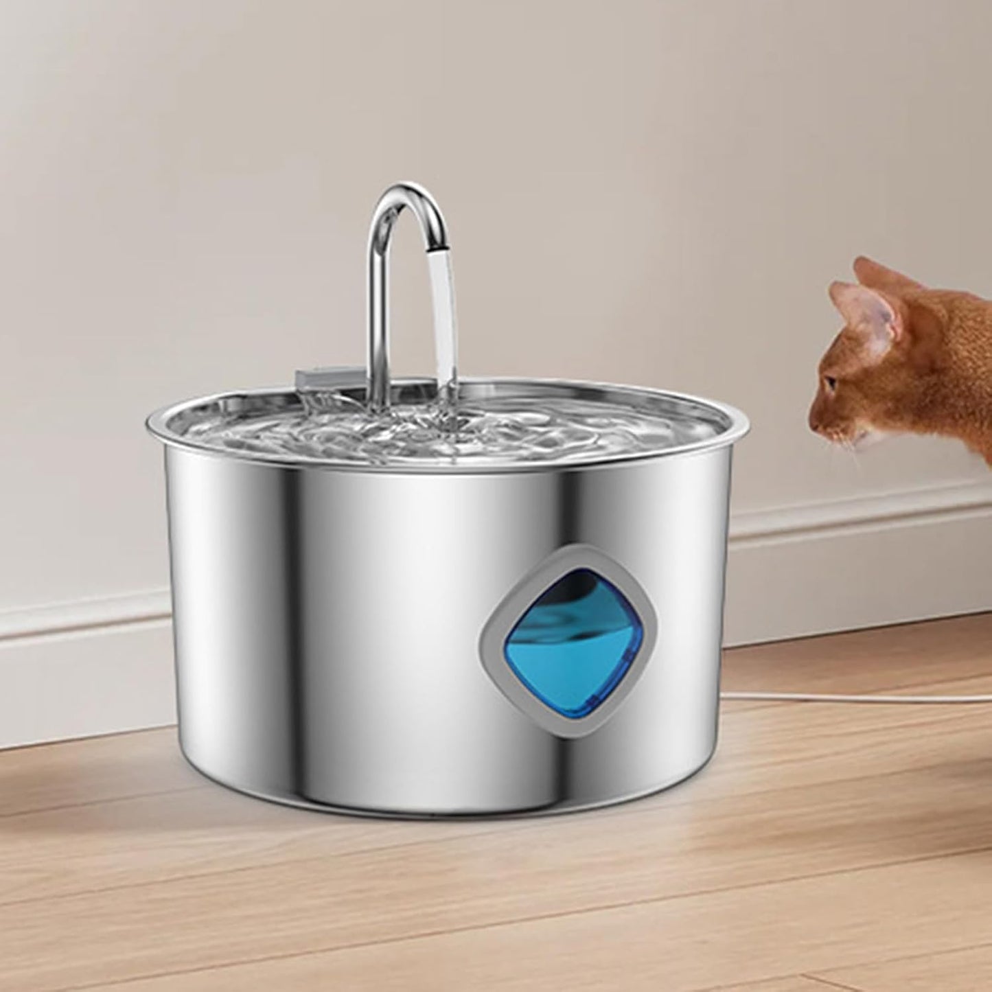 Cat Water Fountain Stainless Steel | 3.2L Cat Fountains for Drinking,Automatic Waterer Pet Feeding Bowl for Small Medium Large Breed Dog Puppy Kitten Drinking Watering Indoor