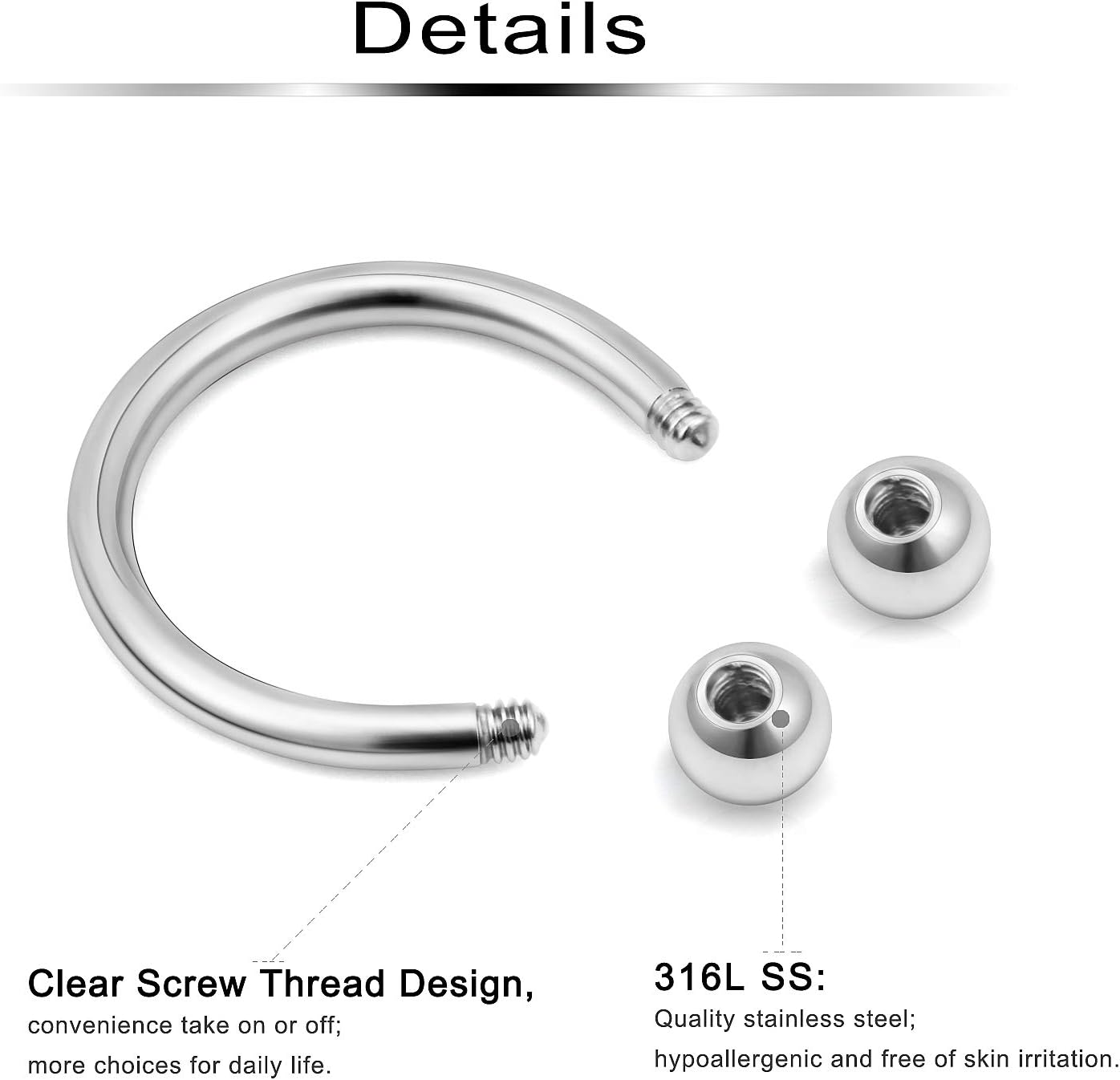 Ftovosyo Lip Rings 32PCS Labret Jewelry Monroe Lip Barbell Ring Snake Bite Piercing Jewelry 16G Helix Earring Daith Tragus Cartilage Studs Surgical Steel Piercing Jewelry for Women Men