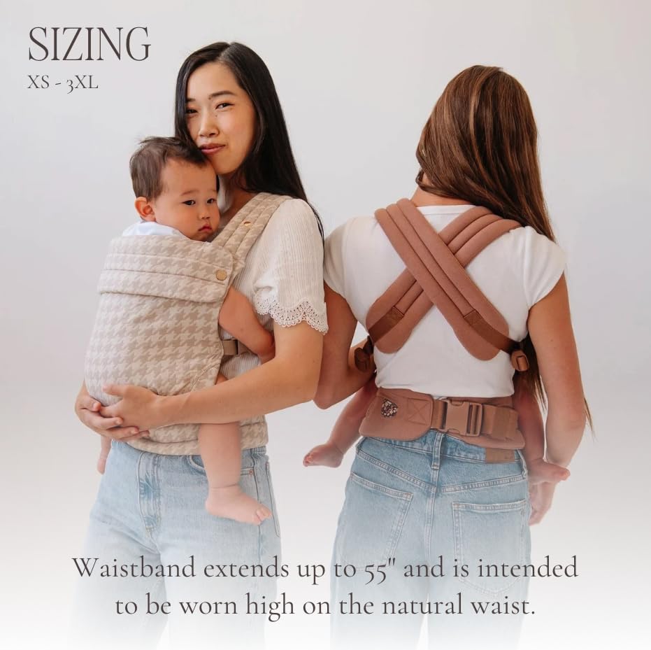 Mabē Monarch Ergonomic Baby Carrier – Premium Cotton Soft Structured Newborn to Toddler Carrier with Hip-Healthy Design, 3 Carry Positions (7-35lbs), Lightweight & Breathable, (Ebony Check)