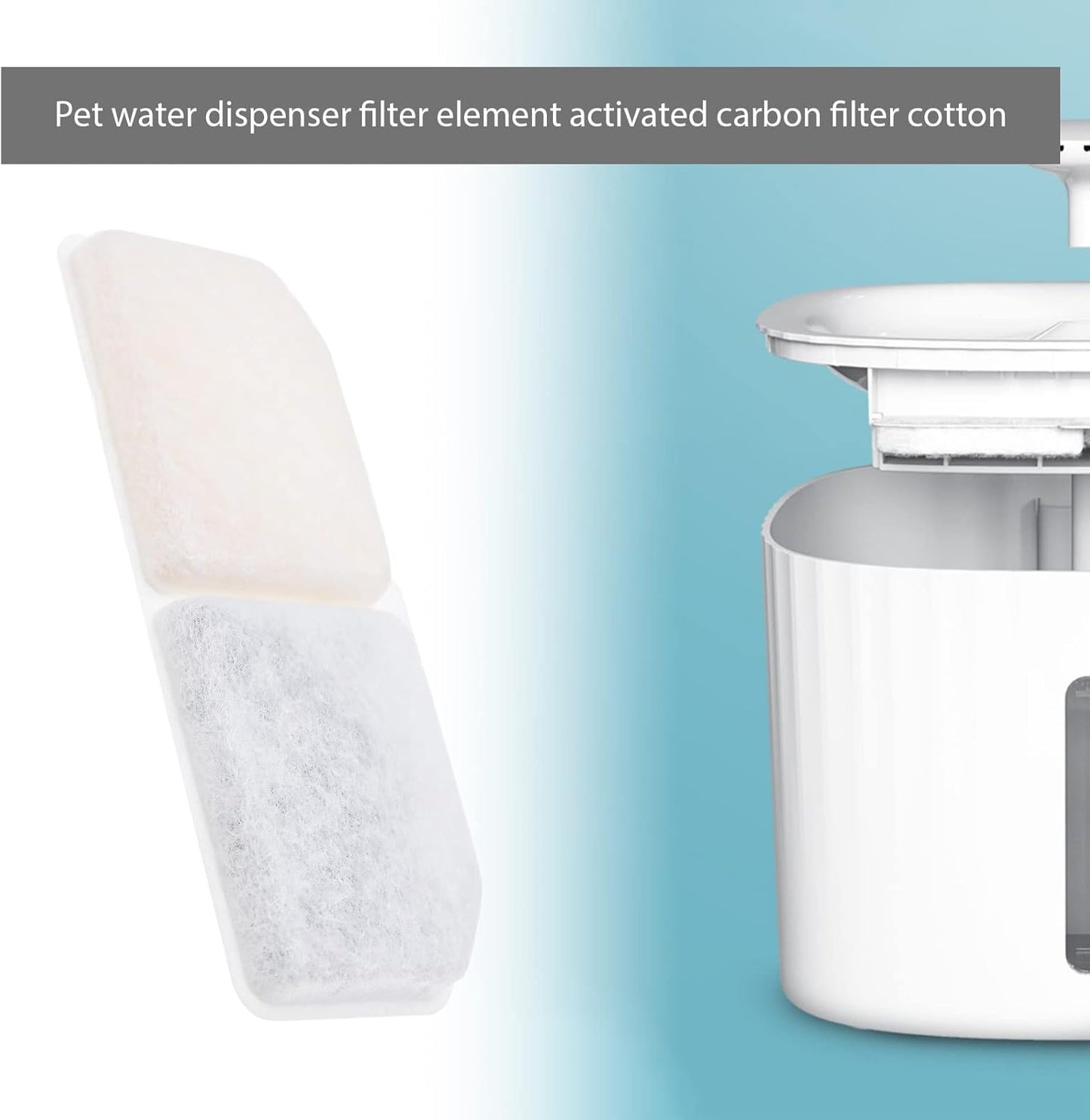10-Pack Cat Water Fountain Filter, Compatible with 3L Dispensers, Targets Turtles, Gravity-Fed, Activated Carbon, Ion Exchange Resin, Non-Woven Fabric, Replace Every 2-4 Weeks