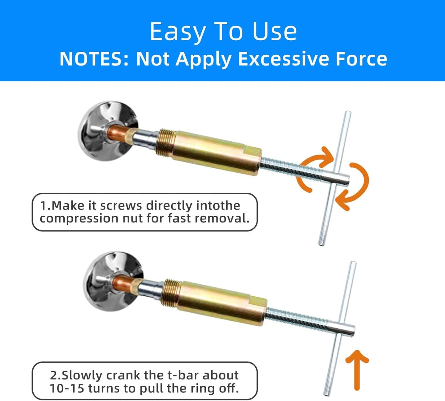 Compression Sleeve Puller Tool Remove Nut & Ferrule Of Pipe 03943- Sleeve Remover for 1/2-Inch Compression Fittings Only Corroded & Frozen Supply Stops Plumbing Tools Compression Ring Removal Tool
