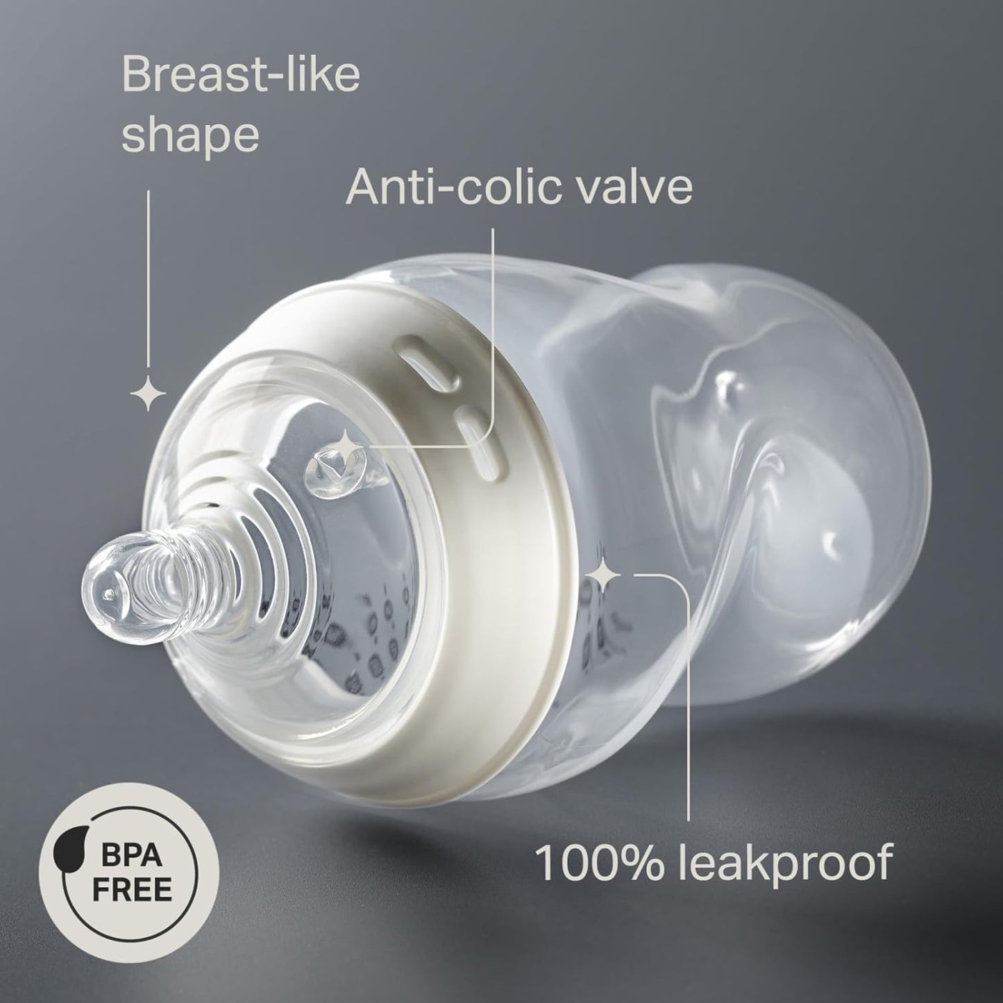 Tommee Tippee Natural Start Anti-Colic 9 oz BPA Free Baby Bottles, 0+ Months, Slow Flow Breast-Like Nipple, Self Sterilizing, Designed for Seamless Transition Between Bottle & Breast, Clear, Pack of 4