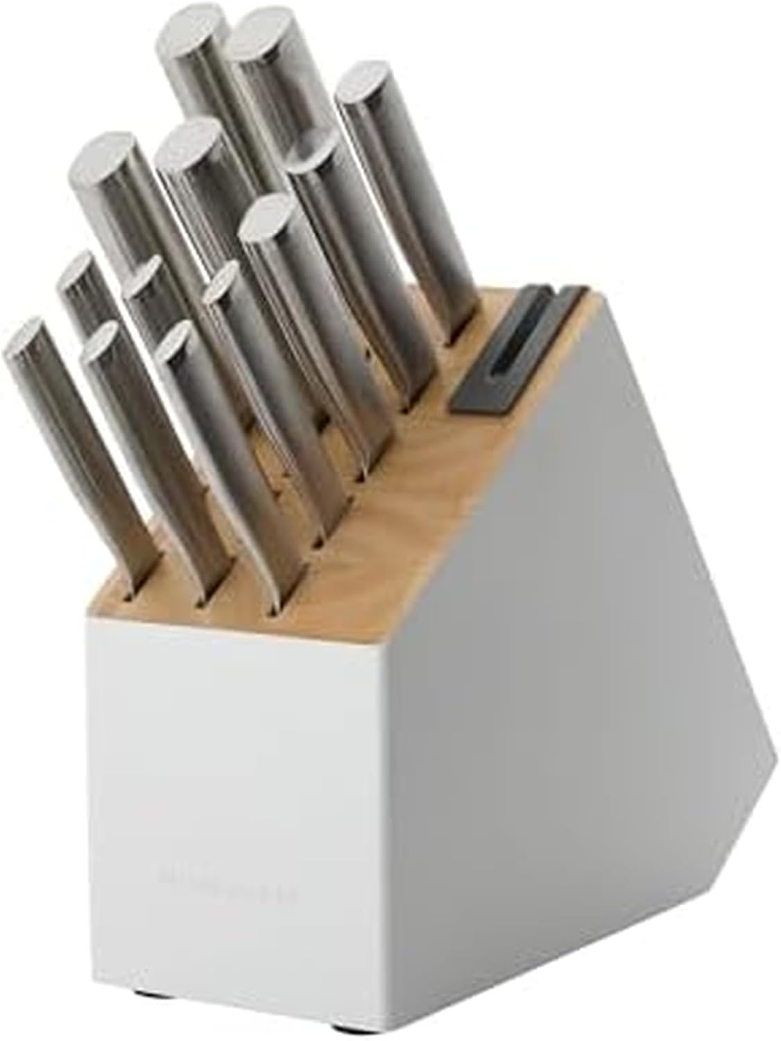 KitchenAid Slim Two-Tone Knife Block Set with Built-In Knife Sharpener, High Carbon Stainless Steel Kitchen Knives, Sharp Kitchen Knife Set with Block, 14-Piece, White