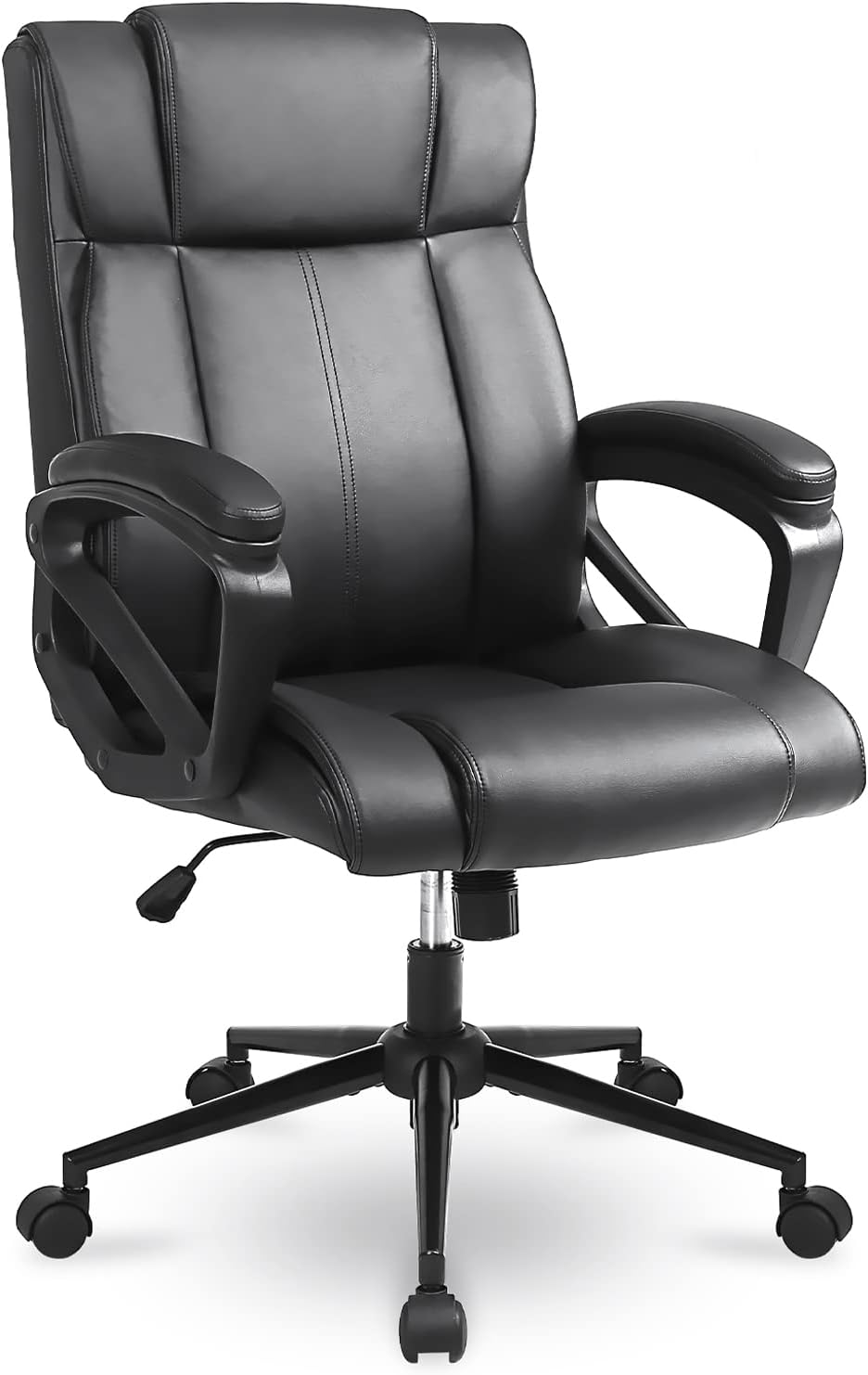 Executive Office Chair with Thicken Armrest, Ergonomic Home Office Desk Chair with Lumbar Support, Upholstered PU Leather Computer Gaming Chair for Home/Office, Black