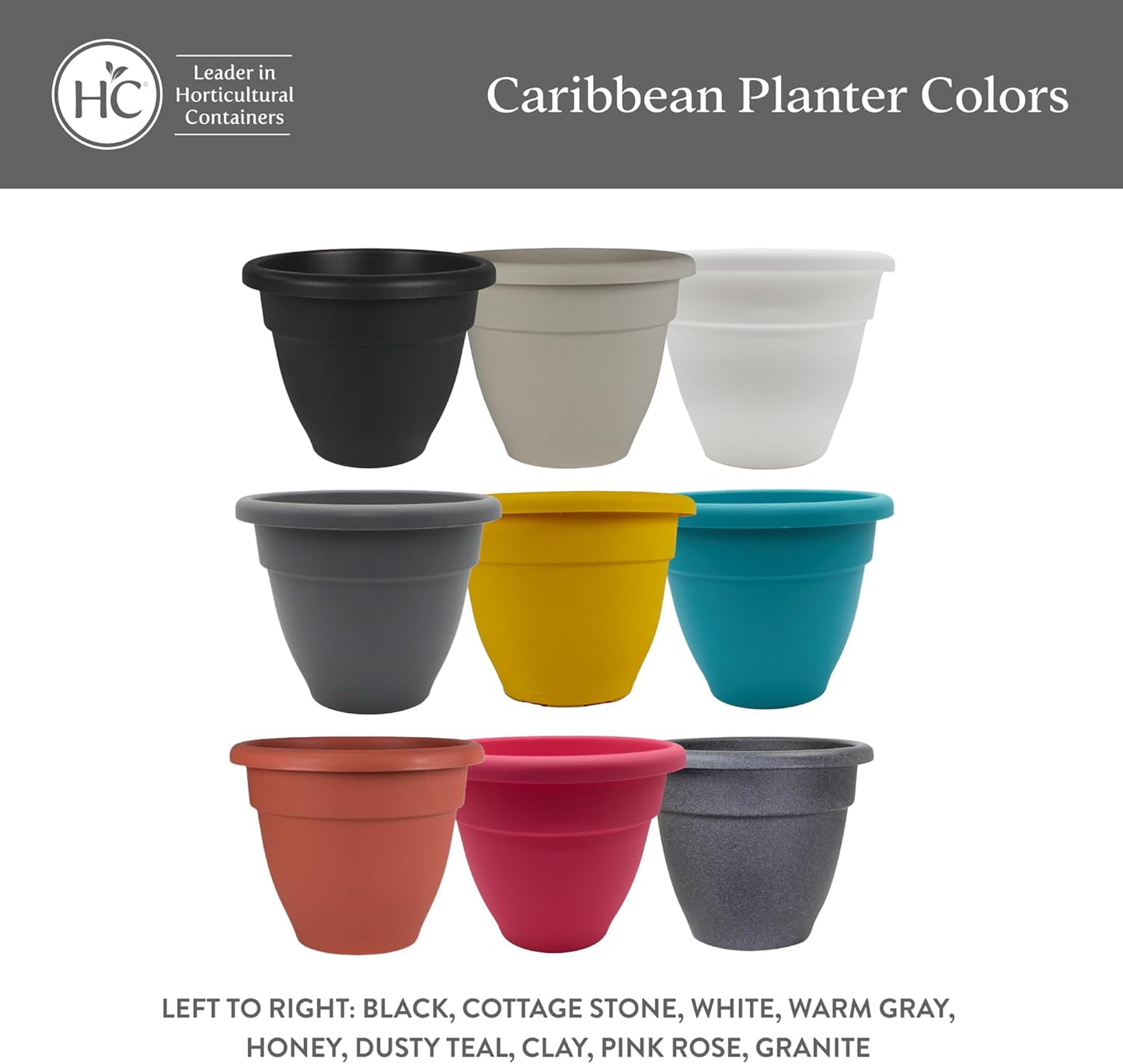 The HC Companies Caribbean Planter Pot - Outdoor & Indoor Plant Pot with Drainage Hole & Plug - Rolled Rim Plastic Pots for Plants & Flowers - Decorative Plant Pot (14" Honey, Pack of 1)