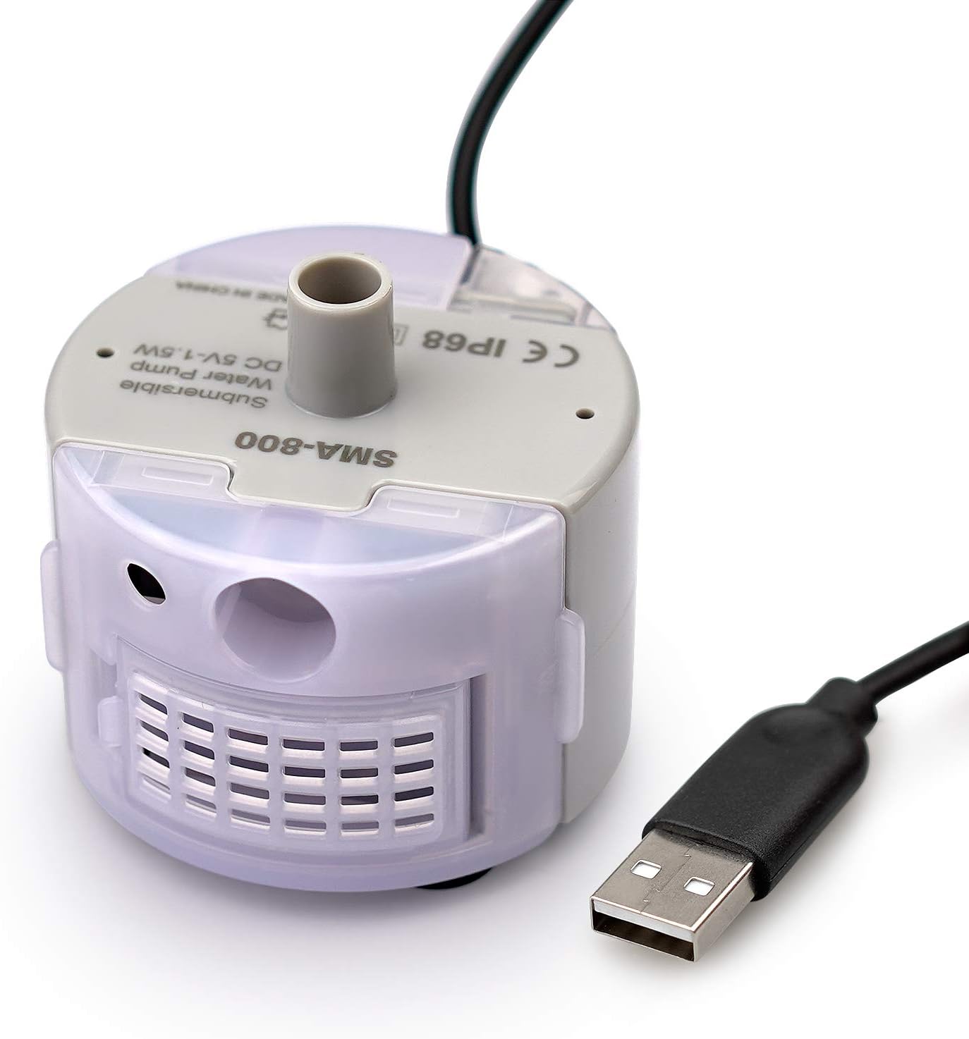Replacement Pump for Cat Water Fountain Stainless Steel 108oz/3.2L Automatic Pet Fountain, Ultra Quiet Cat Fountain Pump with 5.9ft USB Cable+LED Light, SMA-800