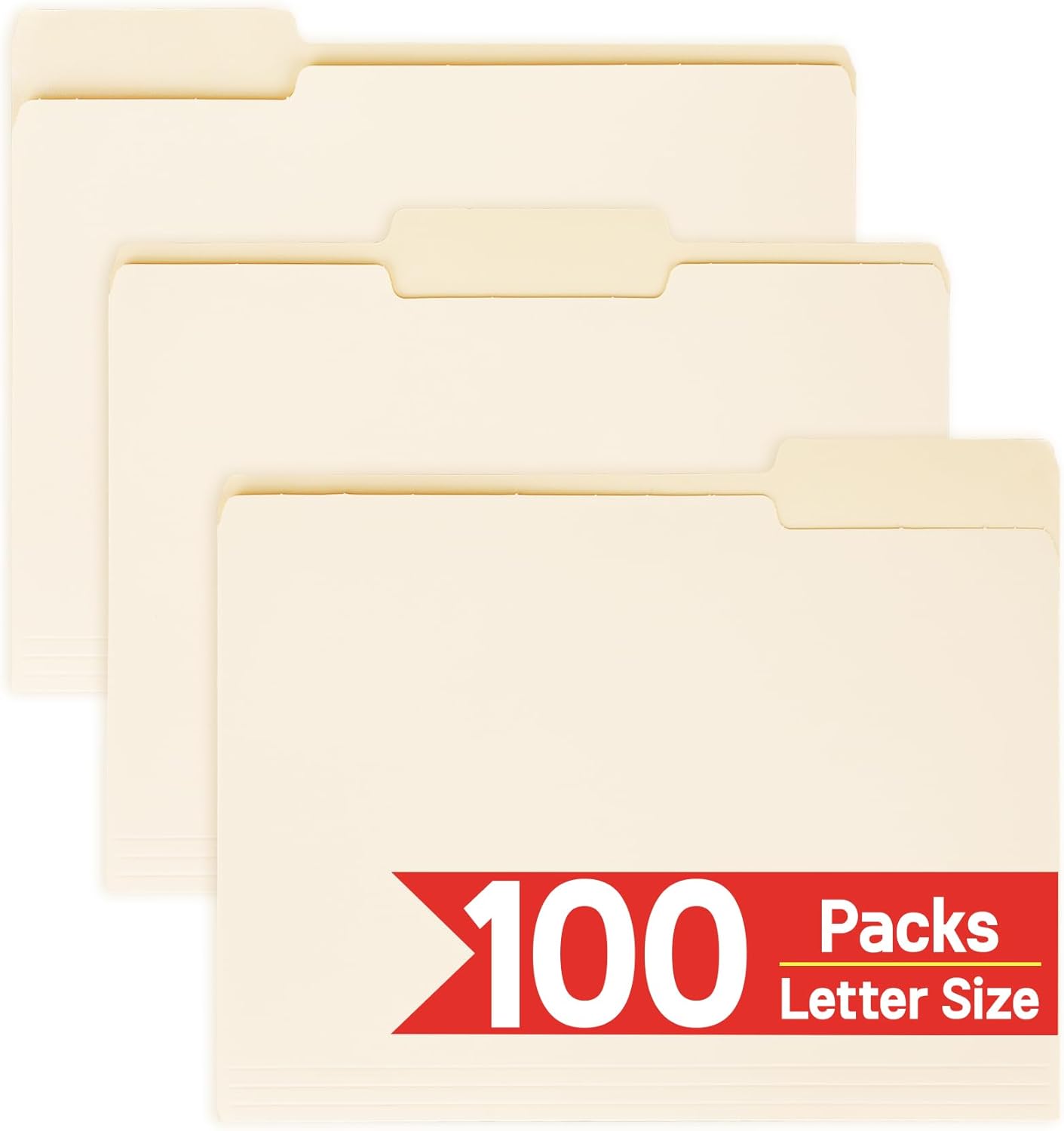 100 Packs Manila File Folder,Manilla Folder 8.5x11,1/3 Cut Tabs Folder for Office,School and Home,Organizer File Folder Letter Size