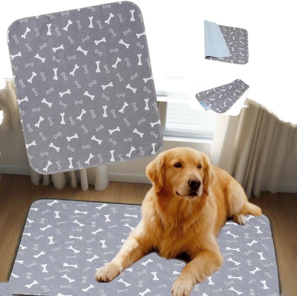 Puppy Pads,Washable Puppy Pads, Leak Proof and Odor Proof, Anti Slip Base, Easy to clea-n and Reuse, Suitable for Home and Travel(Grey M)