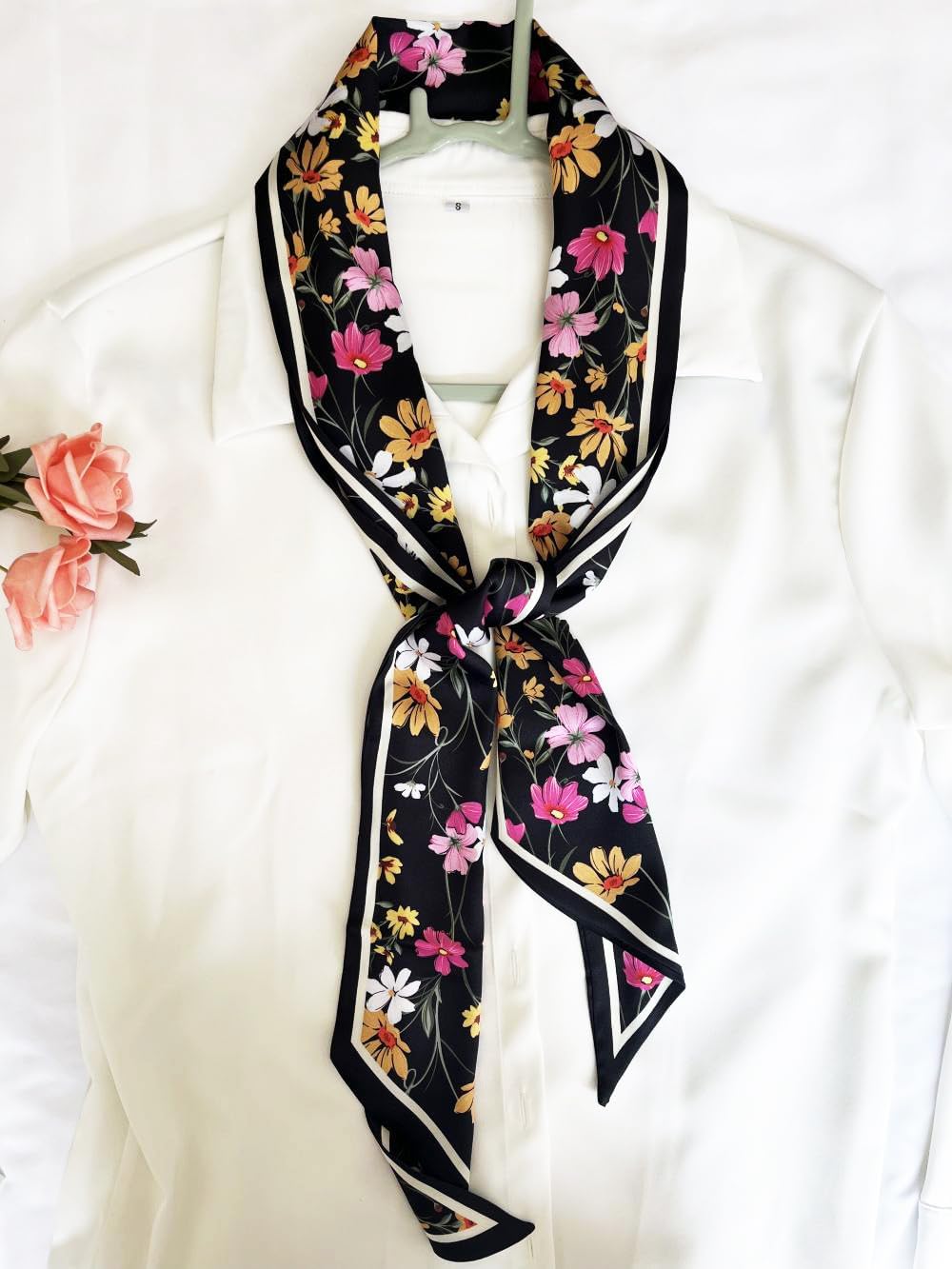 Silk Head Scarf for Hair Fashion Headwrap for Women Lightweight Neck Tie
