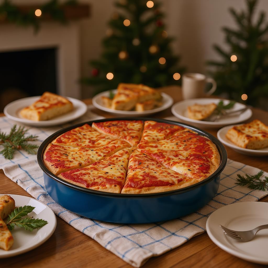 3-Pack Enamel Roasting & Baking Pan Set 10/12/14 Inch Round Cake Pans for Turkey Pizza Casseroles Desserts Oven& Dishwasher High Temperature Resistance Baking Dishes for Mom Wife Valentine's Day