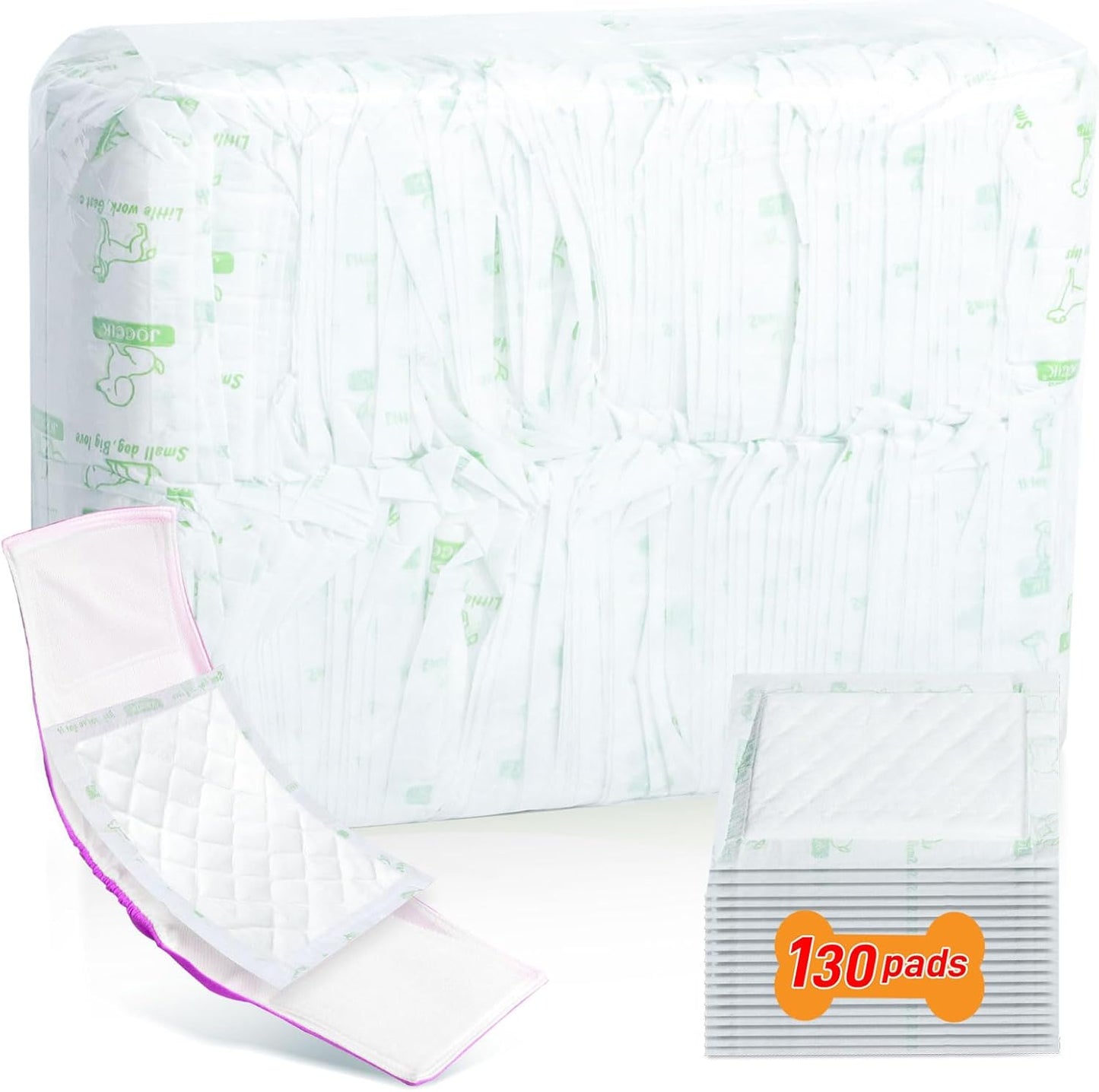 Dog Diaper Liners for Male and Female Dogs, 130ct, Super Absorbent Disposable Dog Diapers Booster Pads fit Most Pet Belly Bands and Wraps (X-Large)