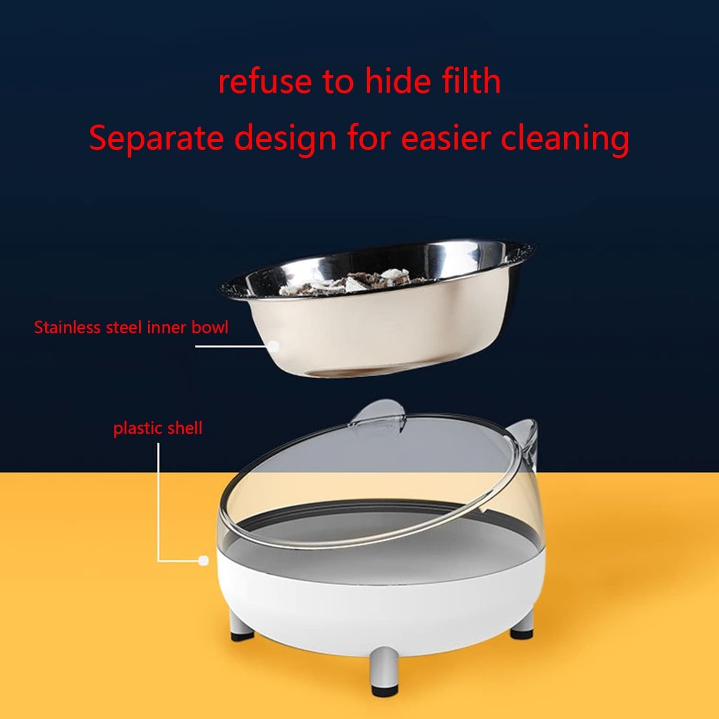 Dog Bowl Raised for Water Stainless Steel Bowls with Elevated Stand Pet Plastics Feeding Bowl Cute Slanted Dish Bowls Elevated Tilted Cute Stainless Steel Anti Vomiting Fatigue Pet, White