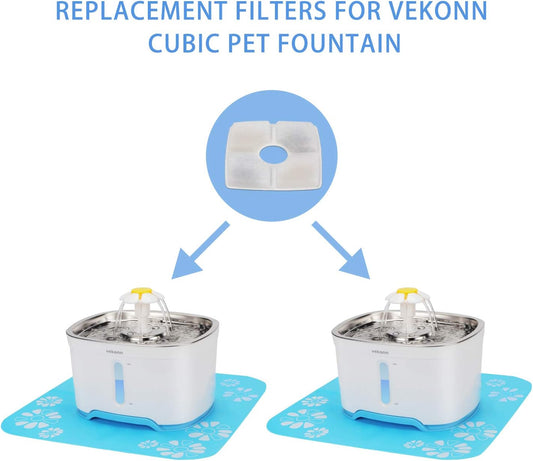 Elliptical Cat Water Fountain Filter, 6 Filters Pack for Stainless Steel Top Elliptical Pet Fountain, 4 Carbon Filters and 2 Sponge Filters