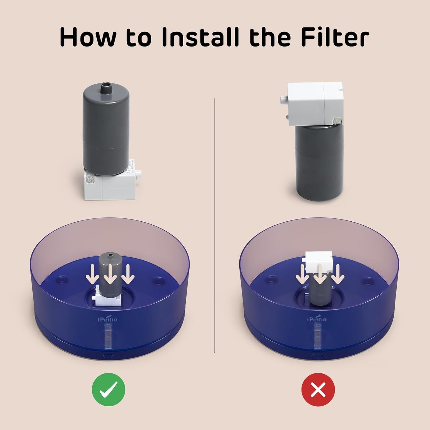 iPettie Water Fountain Replacement Filters Kits for Cake Pet Water Fountain, IP-WF-S04-F4, 4 x Vertical Filter, 8 x Sponge Filter