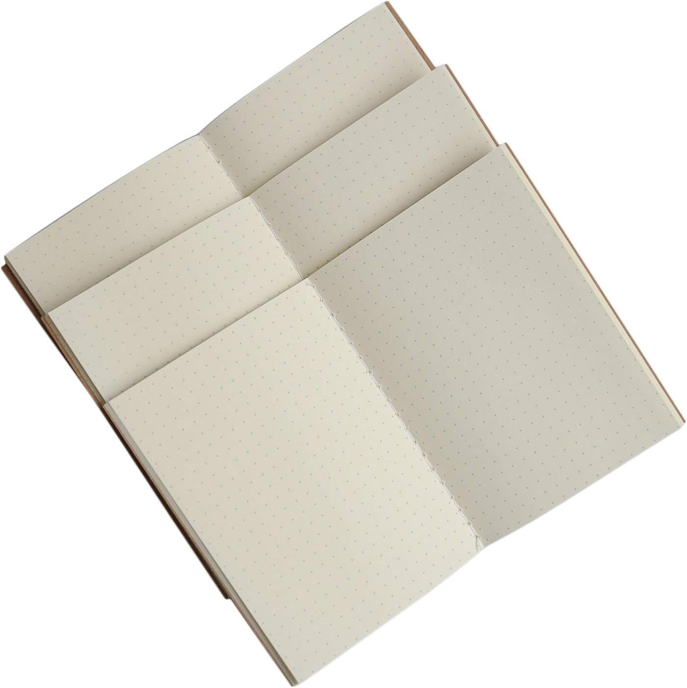 Wanderings Dotted Passport Size Travelers Notebook Inserts | 3.5" x 5" / 9cm x 12.5cm | 80gsm Paper | 3 Hand-Stitched Booklets/180 Pages | Travelers Notebook Refills for Journals, Diaries, Planners