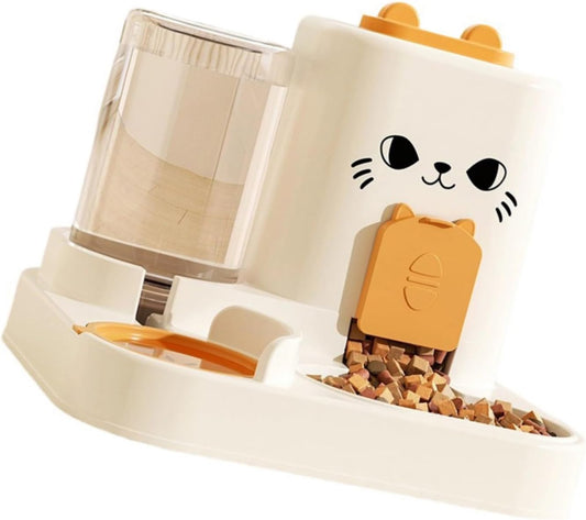 Elevated Pet Feeders with Removable Stainless Steel Bowl and Automatic Water Dispenser Cats and Dogs Anti Spill Pet Food Bowl with Water Fountains