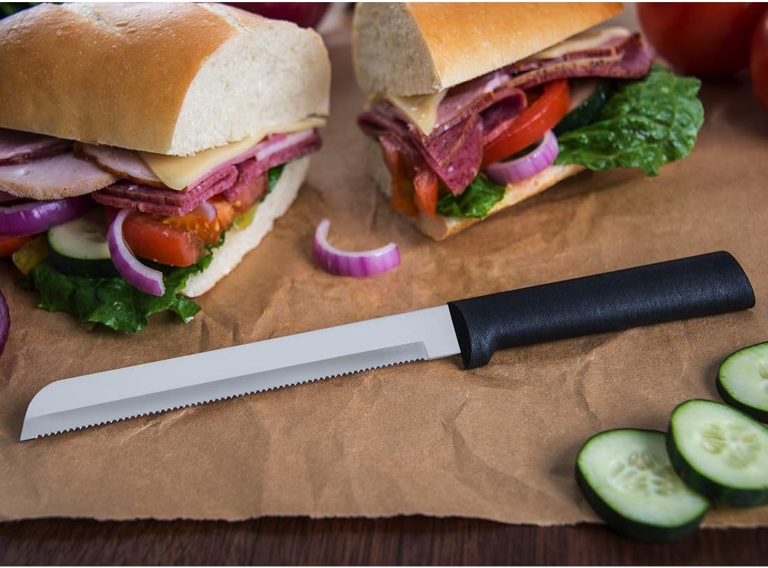 Rada Cutlery 6" Bread Knife (W236), Stainless Steel Serrated Blade, Black Handle