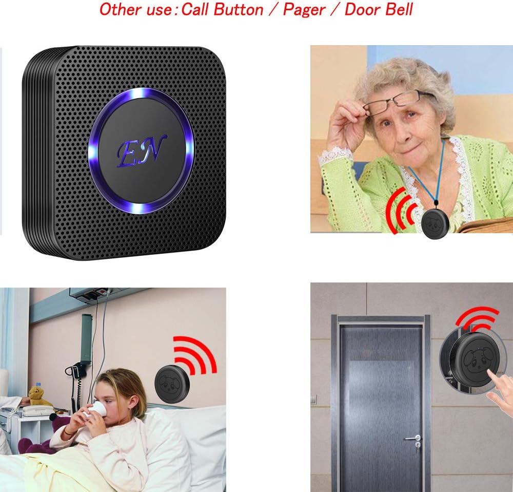 EverNary Dog Door Bell Wireless Doggie Doorbells for Potty Training with Waterproof Touch Button Dog Bells Included 2 Receiver and 3 Transmitters
