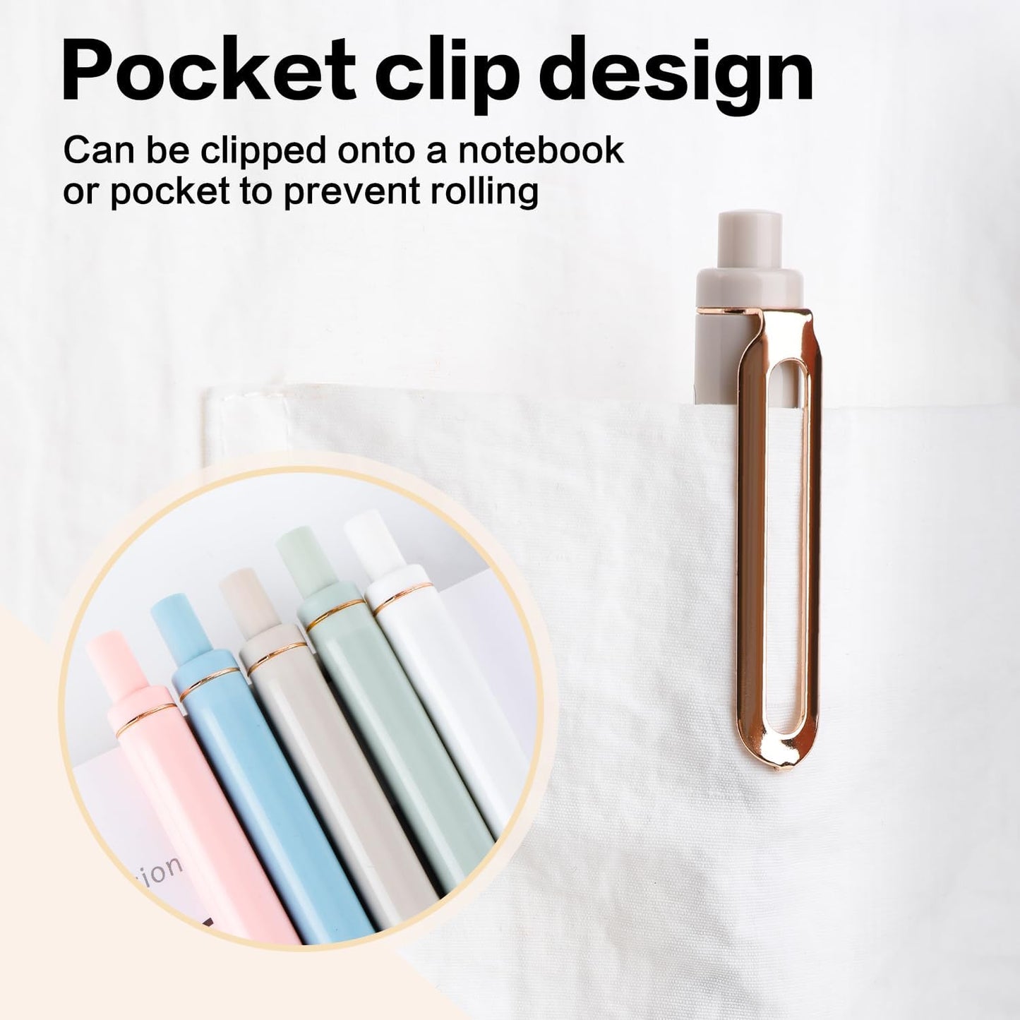 Gel Pens, 5 Pcs 0.5mm Retractable Quick Dry Black Ink Fine Point Rolling Ball Gel Pen, Smooth Writing No Bleed for Journaling Note Taking, Home School Office Supplies