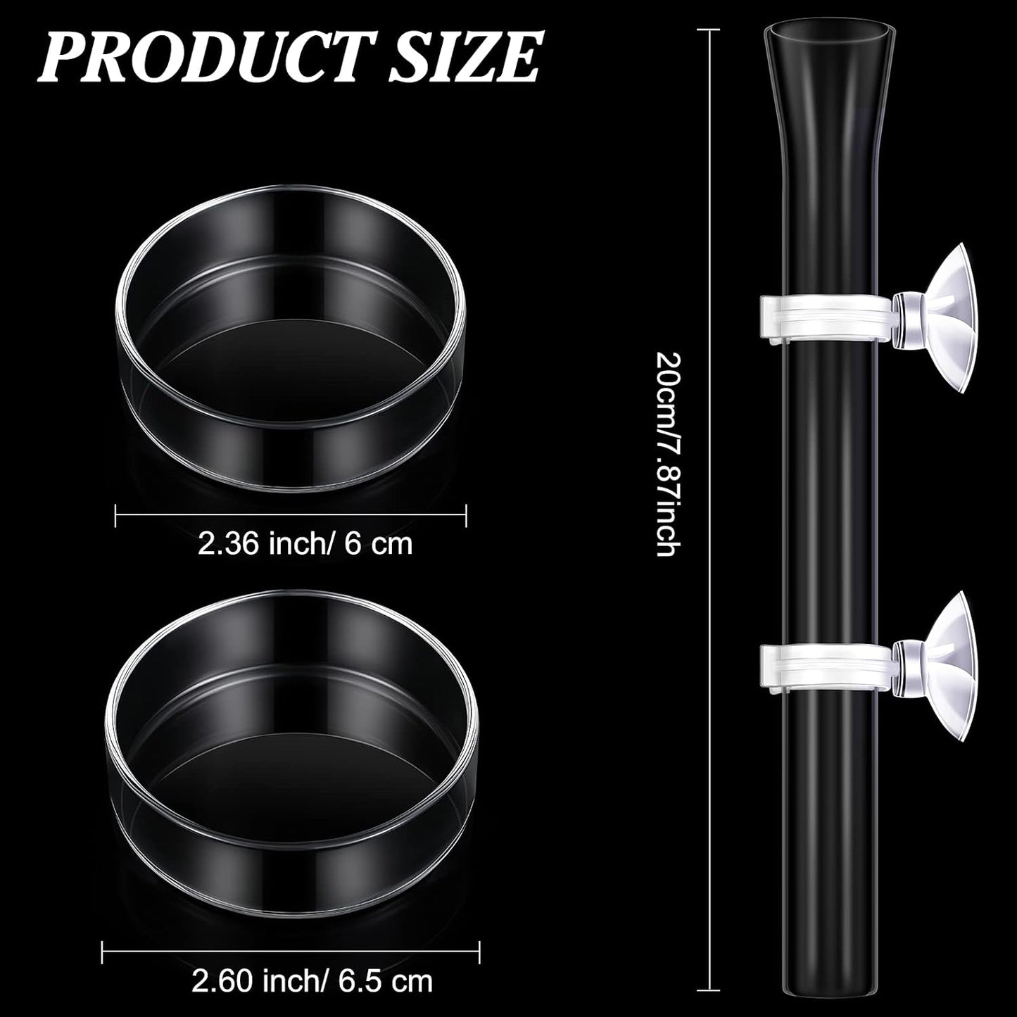 Chengu 3 Pieces Shrimp Feeding Tube and Dish Set, 8 Inch Glass Shrimp Feeder Tube and 2 Aquarium Dish Bowl Fish Tank Feeding Supplies for Fish Tank Aquarium