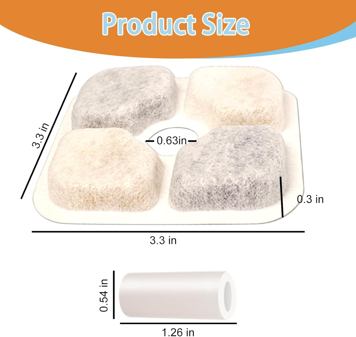 8 Pack Cat Water Fountain Filter Replacement Compatible with Catit PIXI, Cat Drinking Fountain Filter Replacement for Catit, Keep Your Pet Healthy and Hydrated Ion-Exchange Resin & Activated Carbon