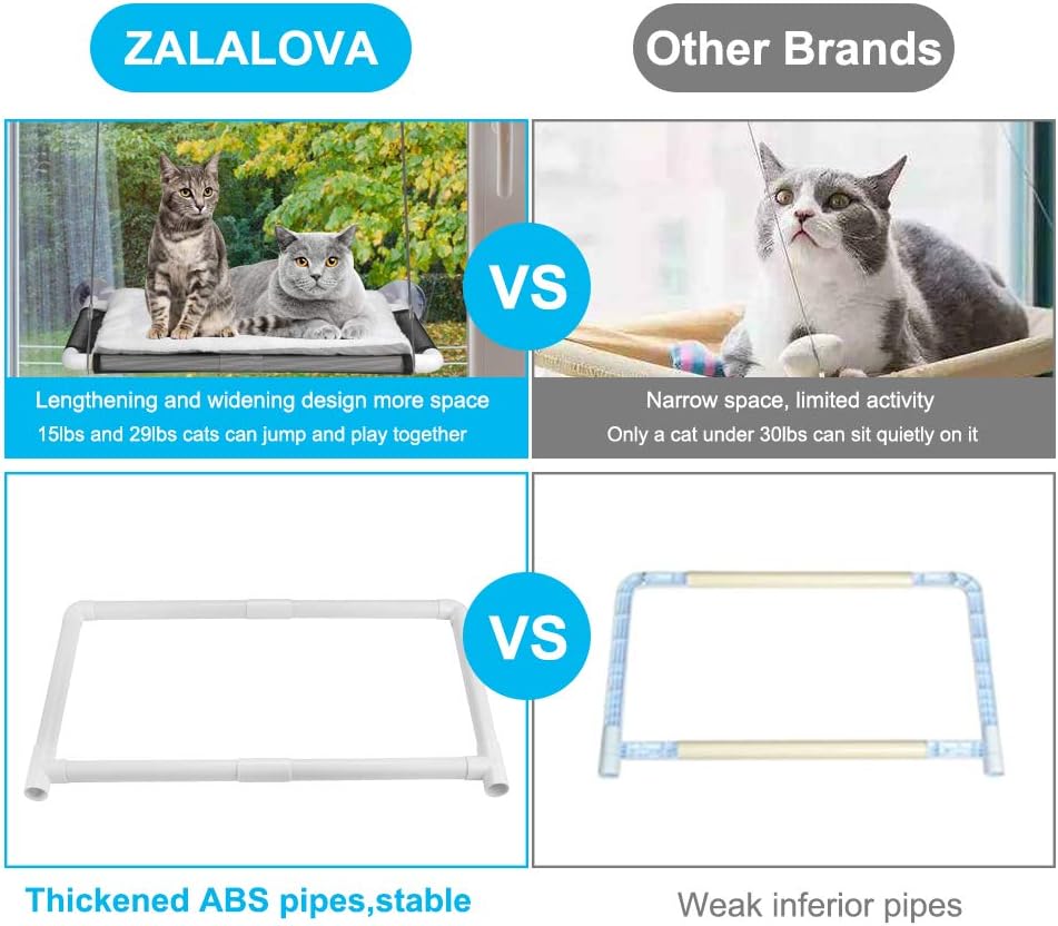 Cat Window Perch, Cat Hammock Window Seat w/Free Fleece Blanket 2026 Latest Screw Suction Cups Extra Large Sturdy Bed Resting Seat Hold Two Large Cats White Indoors (One Extra Suction Cup