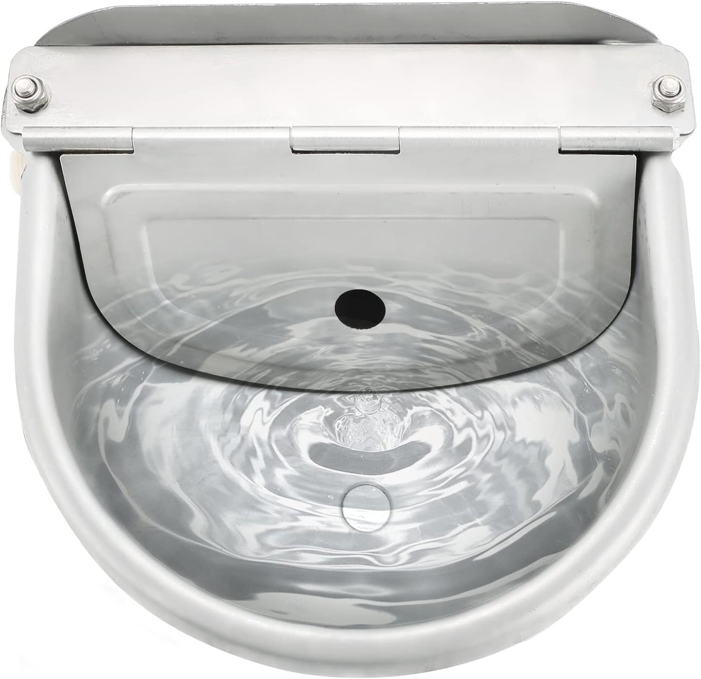 NATGAI Automatic 304 Stainless Steel Waterer Bowl, Automatic Cow Drinking Water Bowl with Float Valve Water Trough Farm Grade for Horse Cattle Goat Sheep Dog (with Drainage Hole)