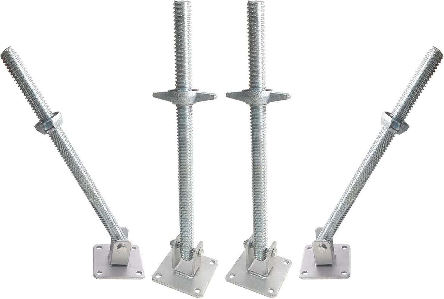 GaeaAuto 4 Pack Scaffold Swivel Screw Jack Solid Stem Adjustable Leveling Jacks with Base Plate for Baker-Style Scaffolding Equipment