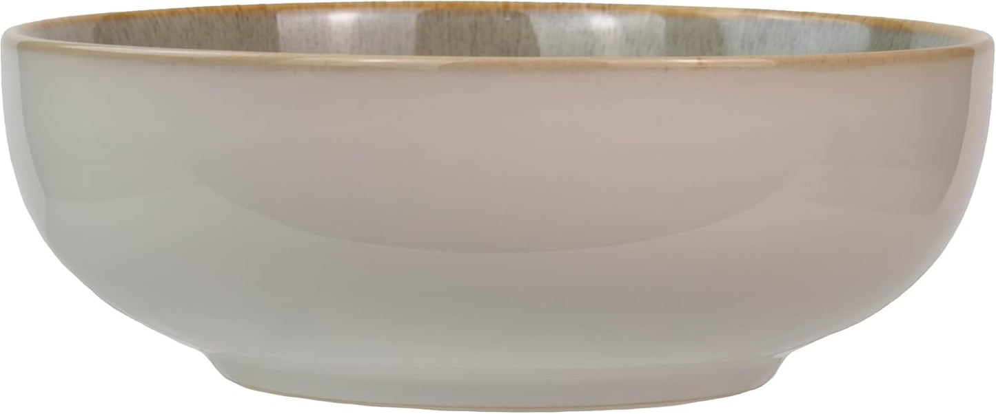 Sango 16-Piece Stoneware Dinnerware Set for 4, Glossy Cream/Green Big Dinner Plates and Bowls Sets with Reactive Glaze, Ceramic Dish Set, Modern Dishes, Microwave & Dishwasher Safe, Resona Moss