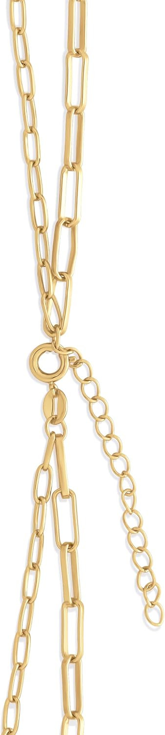 Amazon Essentials 14K Gold Plated or Sterling Silver Layered 2 Row Chain Necklace