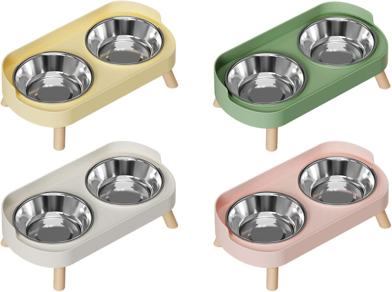 Stable Elevated Dog Bowl Stand with Double Dish Splash-Proof Design for Most Breeds Bright Color Stainless Steel Cats Dog Bowl Set