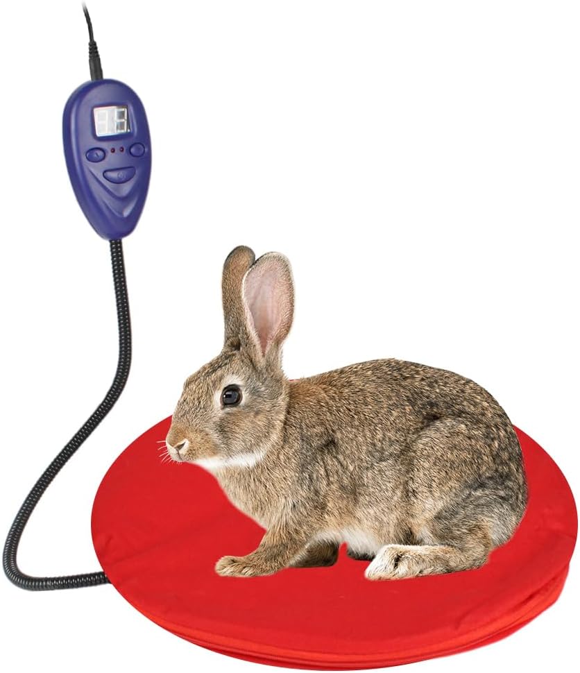 NAMSAN Heating Pad for Cats Small Dogs Heated Dog Bed Round Cat Tree Heating Bed Rabbit Warming Pad, Temperature Adjustable, Chew Resistant Cord, Red