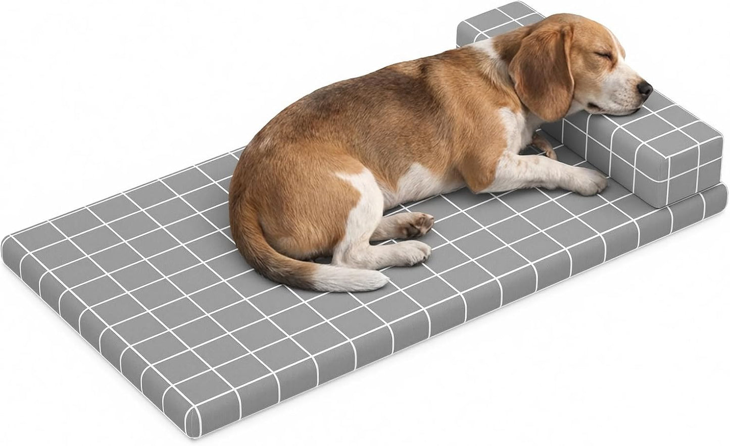 Orthopedic Dog Bed Mat Sponge-Filled with Pillow, Machine Washable with Removable Cover, Breathable Soft Fabric, Durable for Crate Training, Couch Lounging & Travel