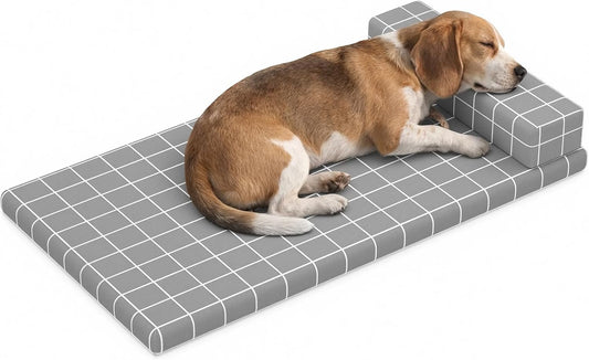 Orthopedic Dog Bed Mat Sponge-Filled with Pillow, Machine Washable with Removable Cover, Breathable Soft Fabric, Durable for Crate Training, Couch Lounging & Travel
