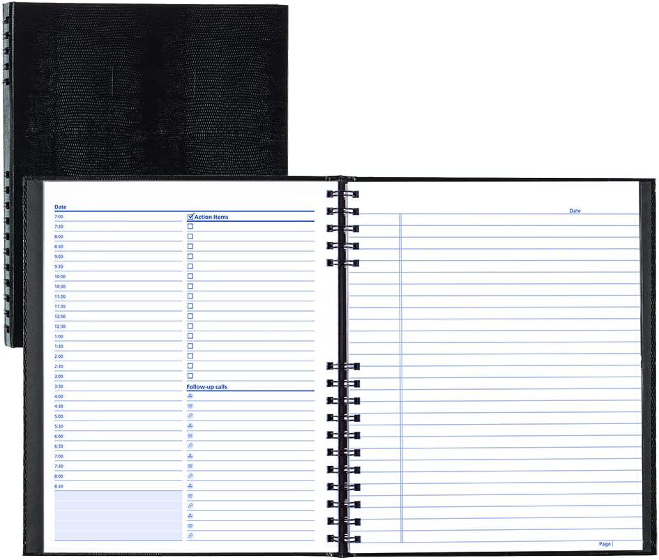 NotePro Undated Daily Planner, Black, 200 Pages,10 3/4 x 8-1/2 Inches