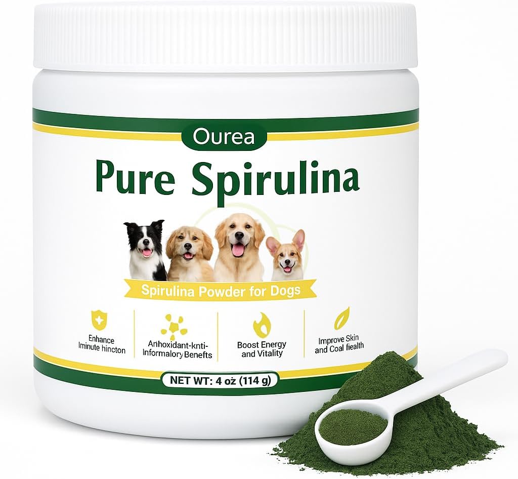Organic Spirulina Powder for Dogs – Natural Superfood Supplement for Skin, Coat & Immune Health – 100% Pure Green Algae, No Fillers, No Additives, Boosts Energy & Vitality